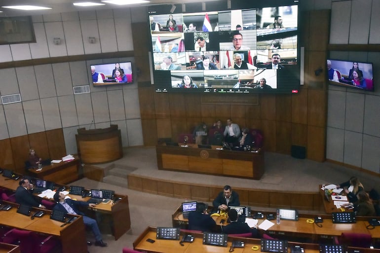 Sesión de la Cámara de Senadores. Una gran mayoría de vuelta se conectará de forma virtual.