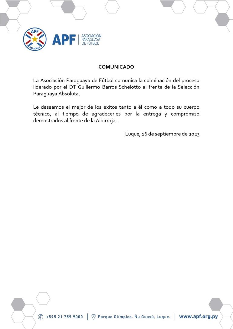 Documento oficial, APF.