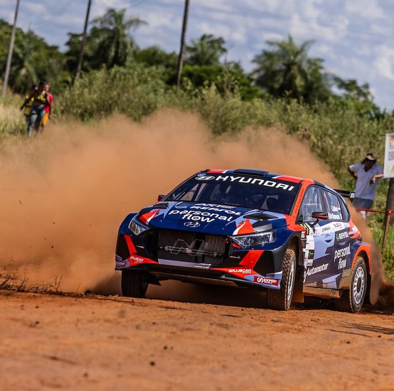 Fau Zaldívar y Marcelo der Ohannesian fueron los más veloces este viernes en el shakedown del Rally Trans-Itapúa, con el Hyundai i20 N Rally2 (foto gentileza).