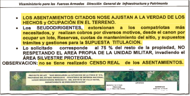 Parte de la última nota que envió el Ministerio de Defensa al Senado sobre la ahora ley 7083/23.