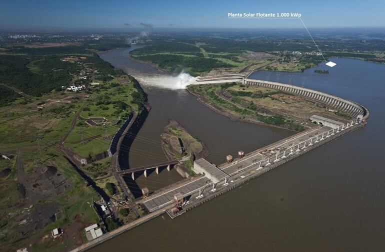 Ubicación futura de la planta solar flotante en el embalse de Itaipú.