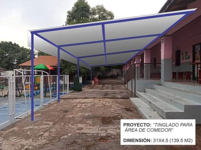 El tinglado que será construido en la escuela Luzo Pinho de San Antonio. 