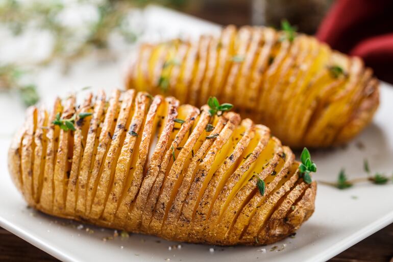 Papas al estilo Hasselback.