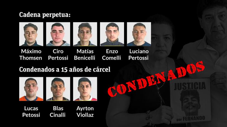 Los condenados por el asesinato de Fernando Báez Sosa.