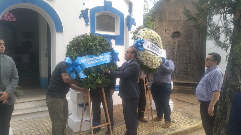 El presidente del PLRA, Hugo Fleitas, durante el acto por el 132 aniversario de la gesta revolucionaria.