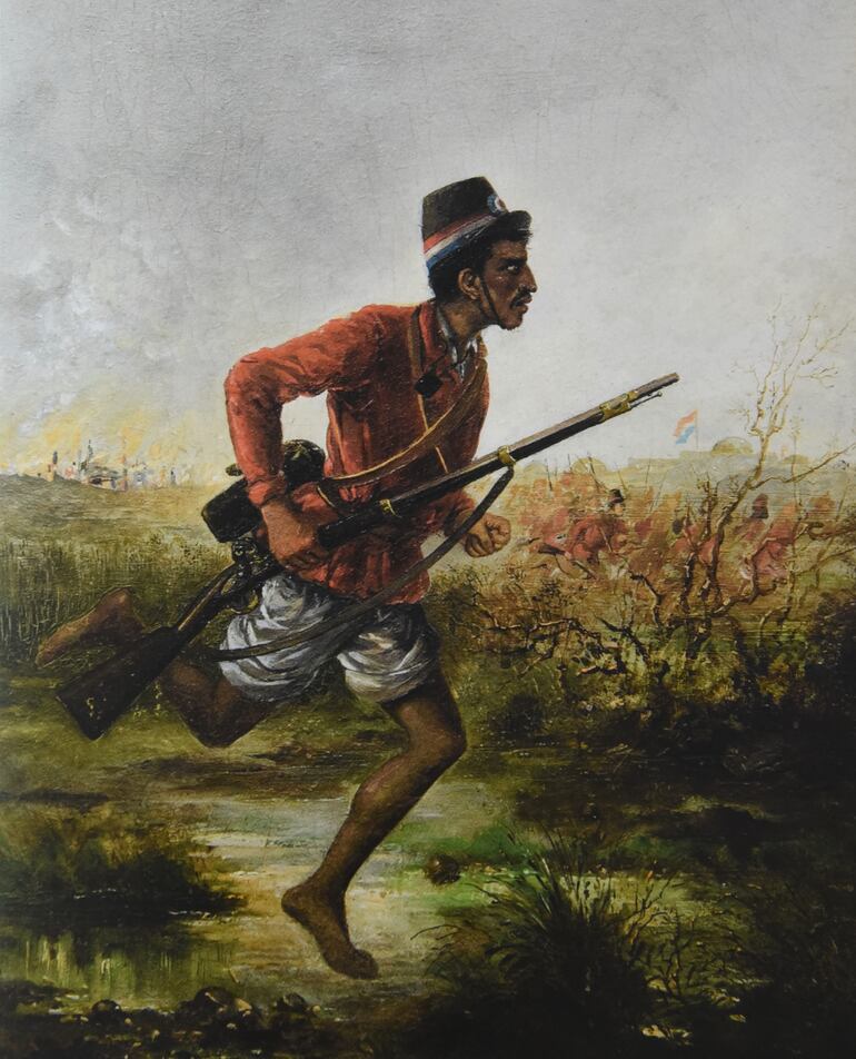 Niño soldado de Acosta Ñu según una pintura de Modesto González. Museo Nacional de Bellas Artes.