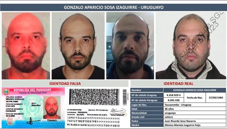 Envío de cocaína a Hamburgo: Gonzalo Aparicio Sosa Izaguirre, con documento paraguayo adulterado.