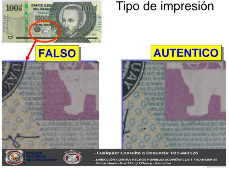 billetes falsos policía