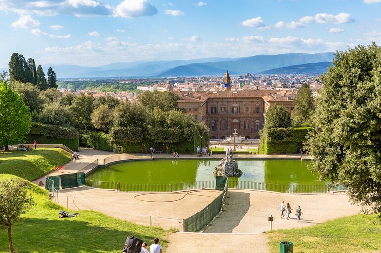 Vista de los Jardines Boboli, Florencia, Italia.