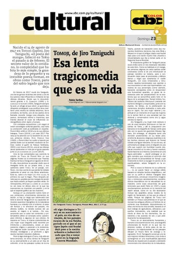 Portada del Suplemento Cultural dedicada a Jiro Taniguchi el año de su fallecimiento (2017)