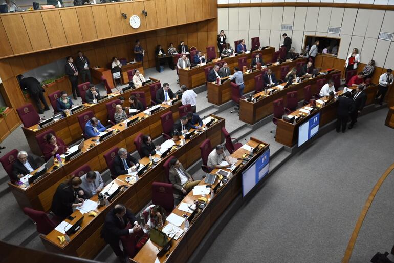 Plenario de la cámara de senadores en la sesión de este jueves.