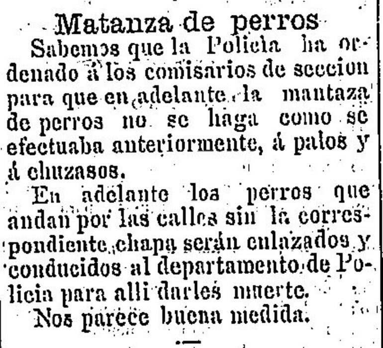 En plena posguerra del 70 combatían la proliferación de perros con matanzas.