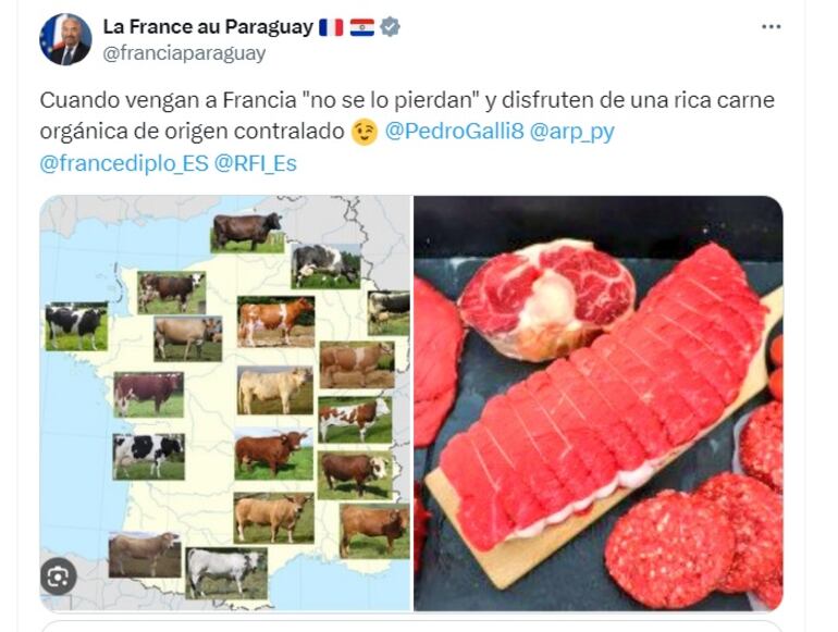 Posteo del embajador de Francia en Paraguay.