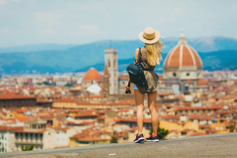 Turista en Florencia, Italia.