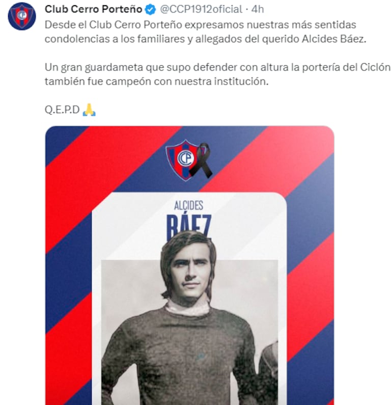 Cerro Porteño, vía twitter.