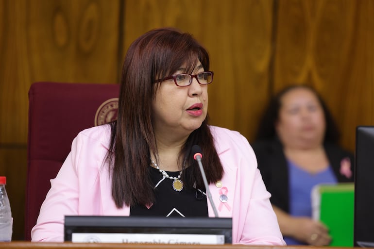 Zully Vera, rectora de la UNA defiende su presupuesto ante la Comisión Bicameral 
Foto. Gent de Prensa Senado.