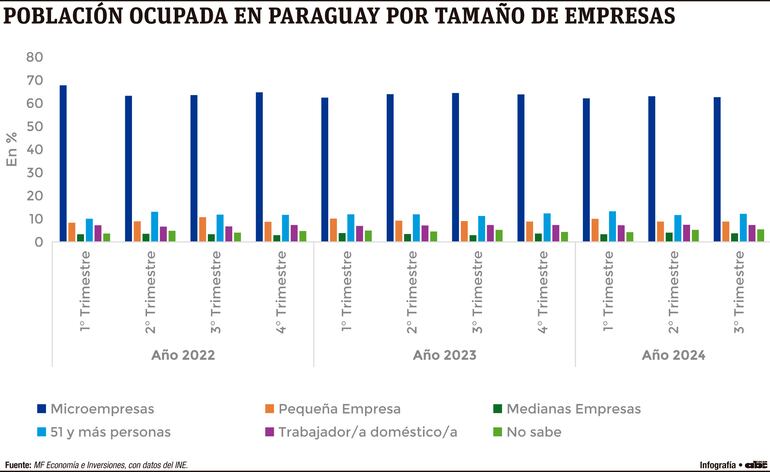 Población ocupada en Paraguay por tamaño de empresas