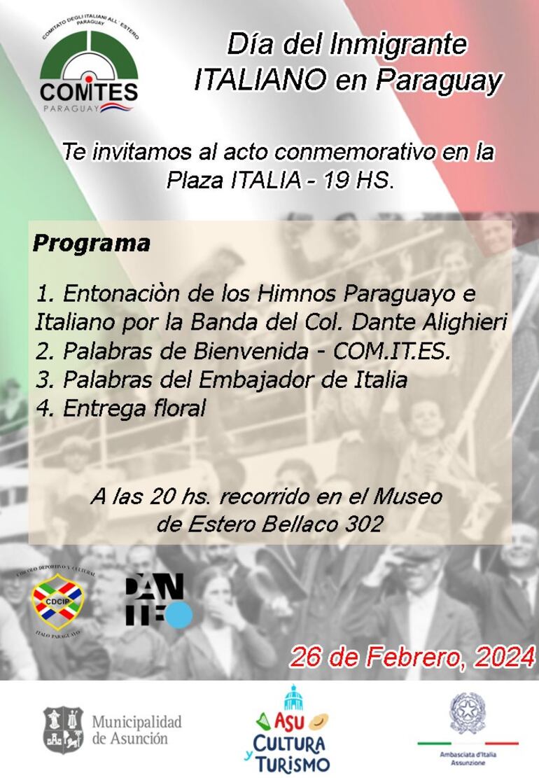 Actividades por el Día del Inmigrante Italiano en Paraguay.