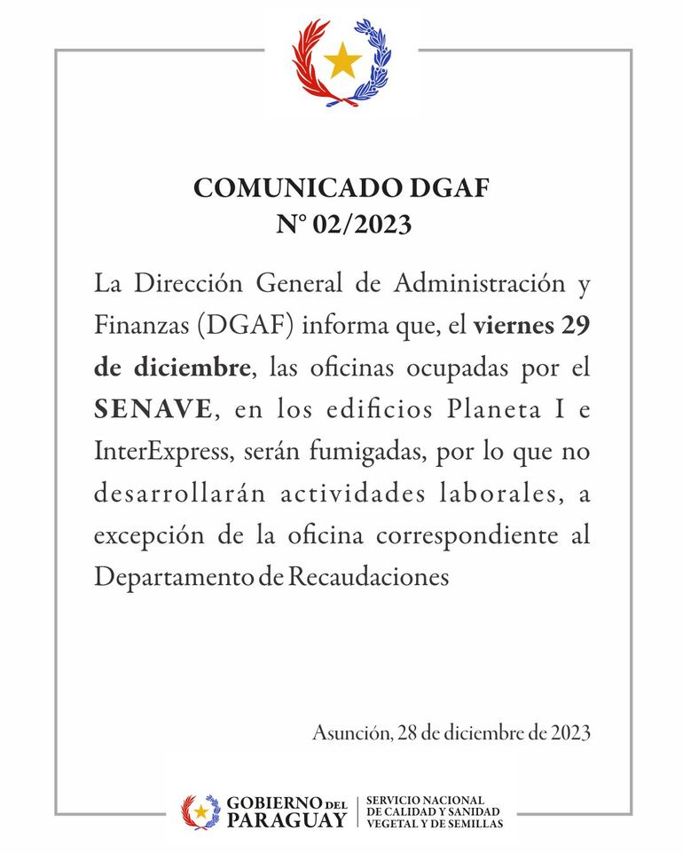 Fumigación en la Dirección de Finanzas, este 29 de diciembre.