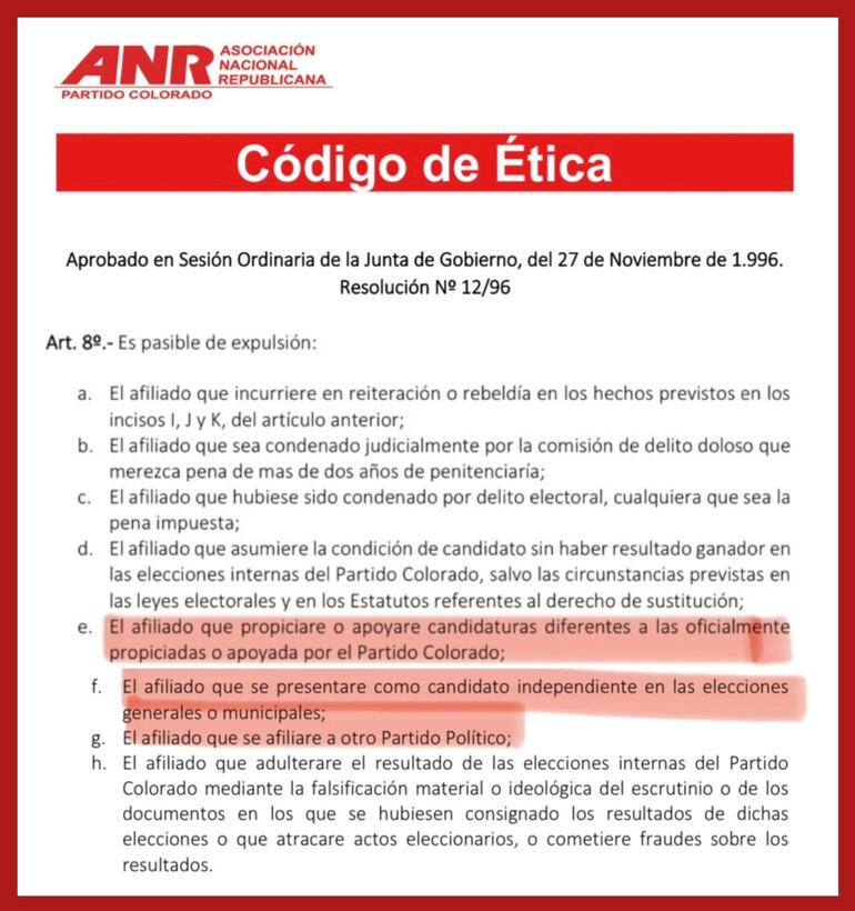 Motivos de la expulsión de Gerardo Soria de la ANR.