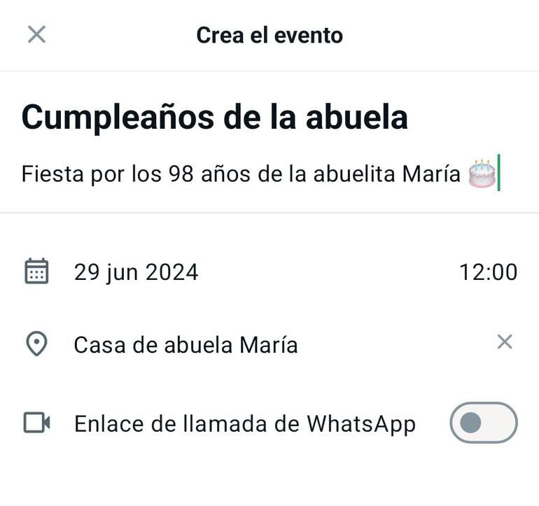 Evento de WhatsApp