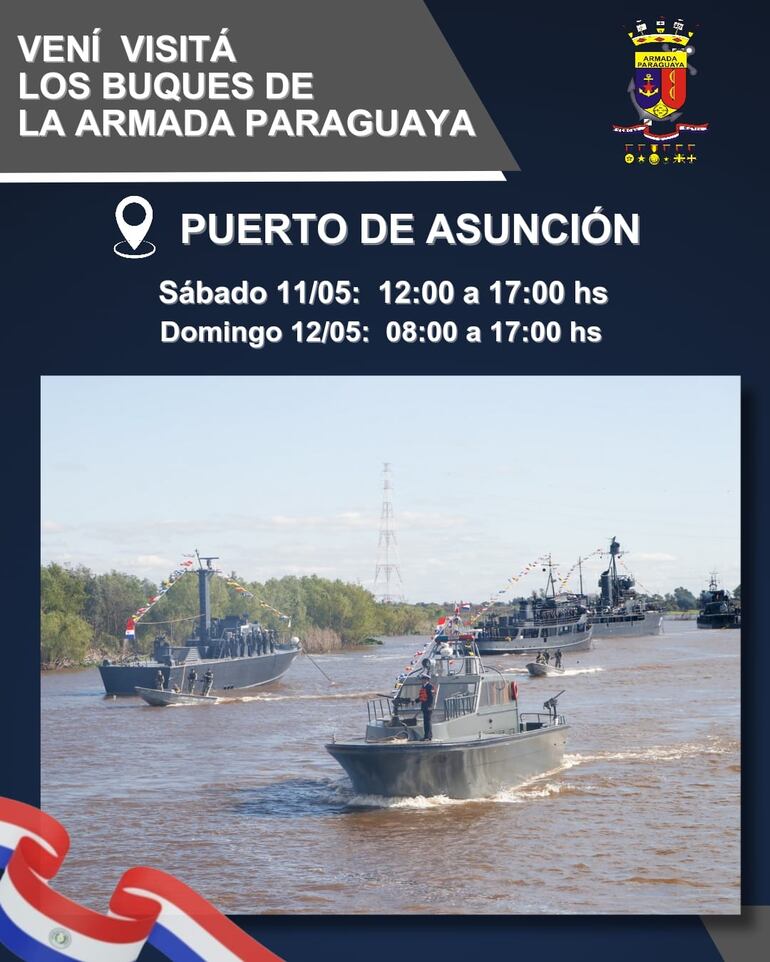 Invitación de la Armada Paraguaya para conocer sus buques. (Fuente: X).