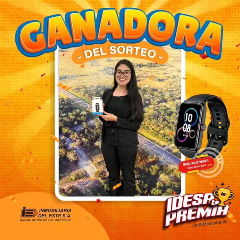 Jadiyi María Belén Ortiz Riquelme se llevó un smartwatch Honor Choice Band con el programa "IDESA TE PREMIA".