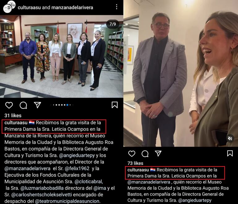 Leticia Ocampos es la primera dama, según la dirección de Cultura y Turismo de la capital.