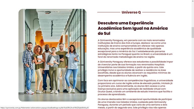 Así presenta la QUniversity en su página web la oferta para estudios terciaros en Paraguay.