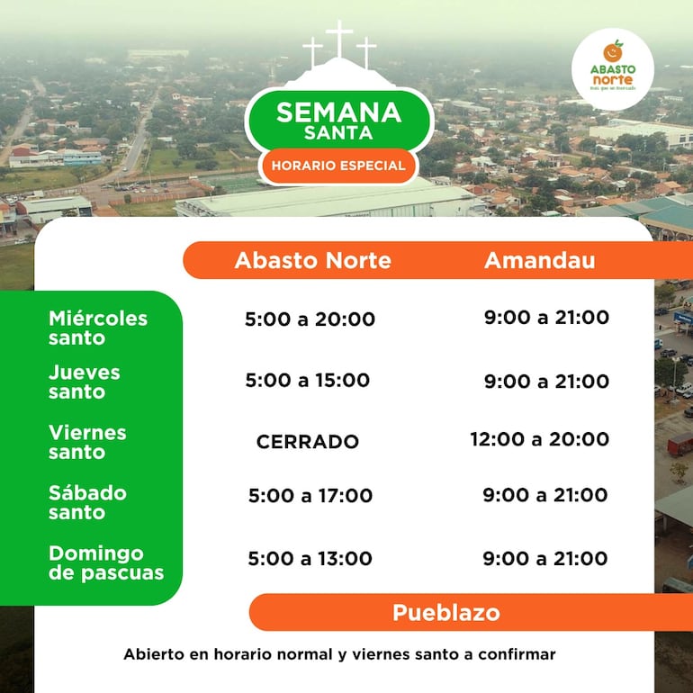 Horario del Abasto Norte en Semana Santa.