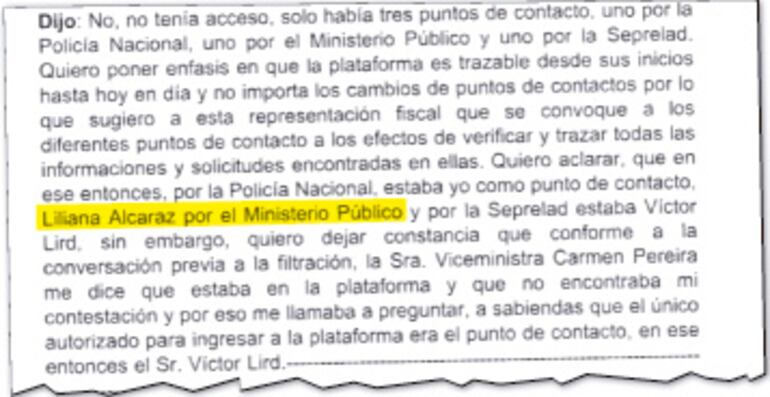 Liliana Alcaraz también era punto de contacto en red Gafilat, según la carpeta fiscal.