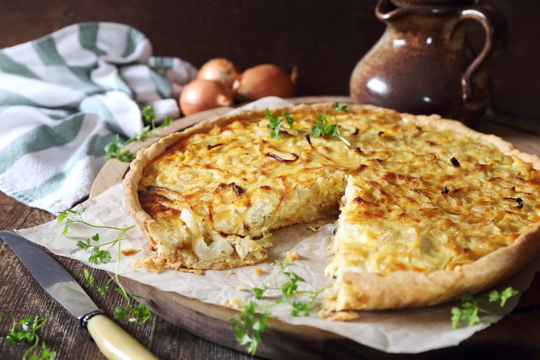 Tarta de cebolla.