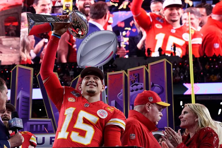 Patrick Mahomes (28 años), campeón y MVP con los Chiefs. AFP