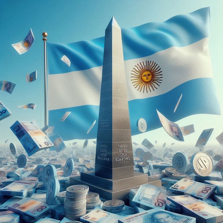 Imagen hecha con IA. Argentina afronta nuevos desafíos y perspectivas para el 2025 en cuanto a su economía.