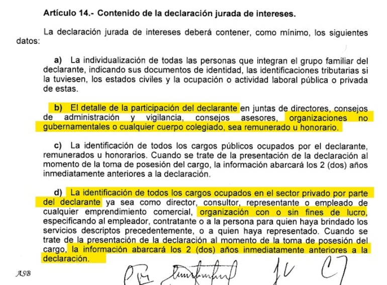 Artículo 14 de la bastardeada Ley contra conflicto de intereses.