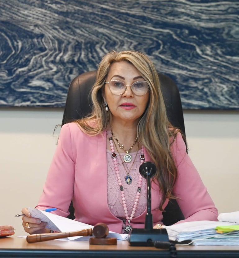 Jueza Lourdes Peña, presidenta del Tribunal de Sentencia Unipersonal que tiene a su cargo el juzgamiento de la causa.