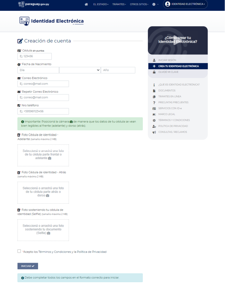 Pasos para crear una identidad electrónica.