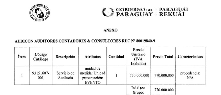 Parte de la resolución del IPS que adjudica a la empresa de Marta González el servicio de auditoría.