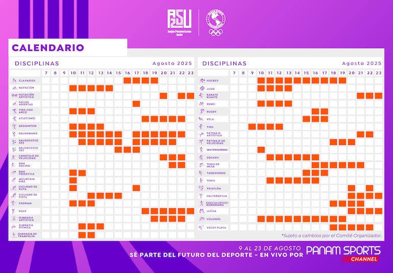 El calendario oficial de los Juegos Panamericanos Junior Asunción 2025 ya es una realidad.