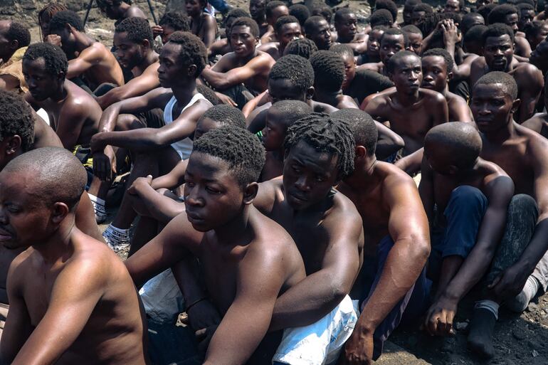 Manifestantes detenidos en Goma, República Democrática del Congo, el pasado miércoles.