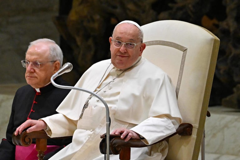 El papa Francisco hoy en una audiencia. 