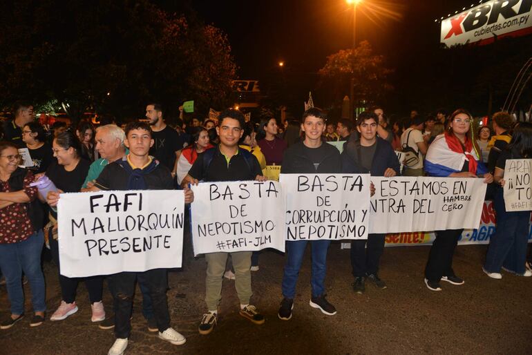 Manifestación de estudiantes universitarios.