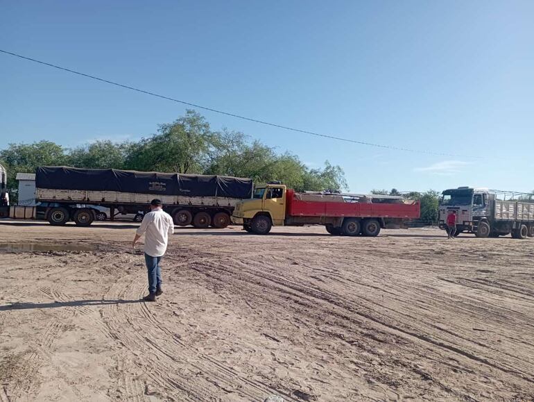 Camiones retenidos durante la manifestaciòn