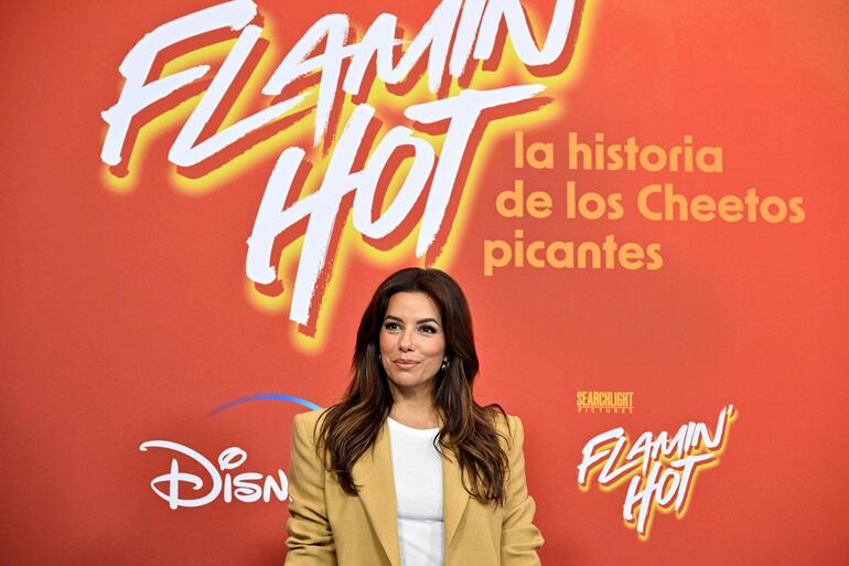 La productora y actriz Eva Longoria durante una presentación de prensa de la película "Flamin' Hot" este 4 de julio en Madrid.