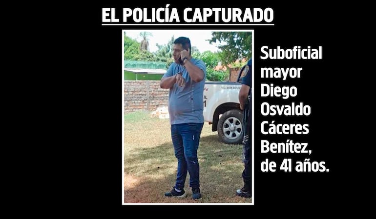 Suboficial mayor Diego Osvaldo Cáceres Benítez, capturado.