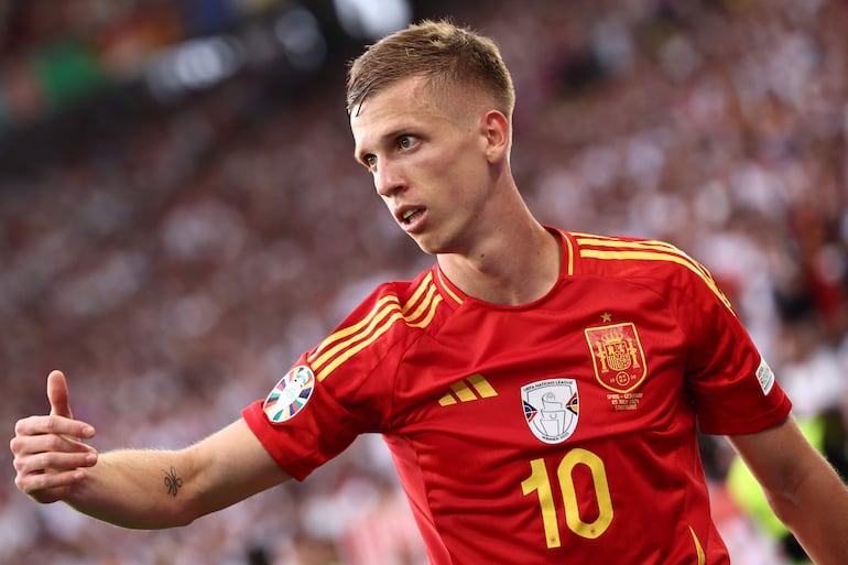 Dani Olmo, futbolista de la selección de España, durante el partido frente a Alemania por los cuartos de final de la Eurocopa 2024, en Stuttgart, Alemania.