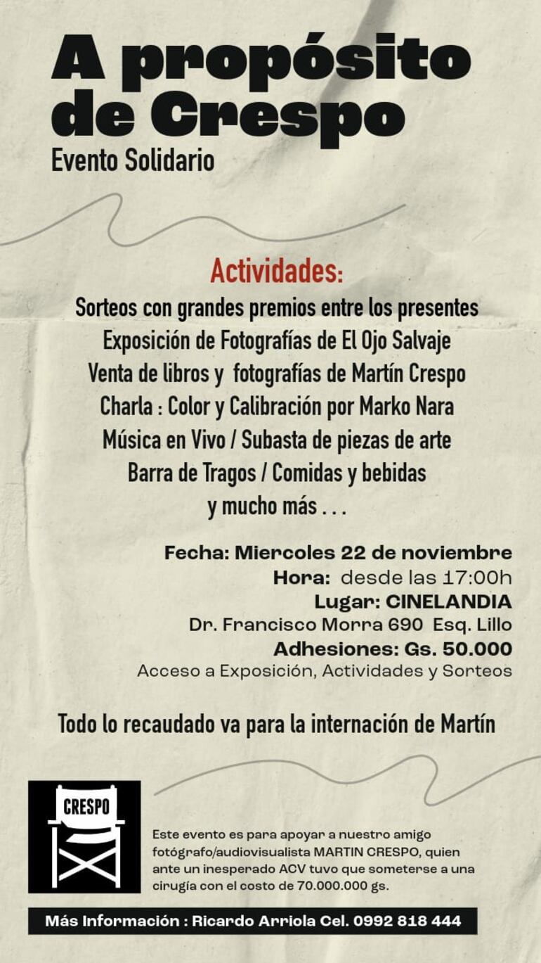 Actividades en beneficio a Martín Crespo.