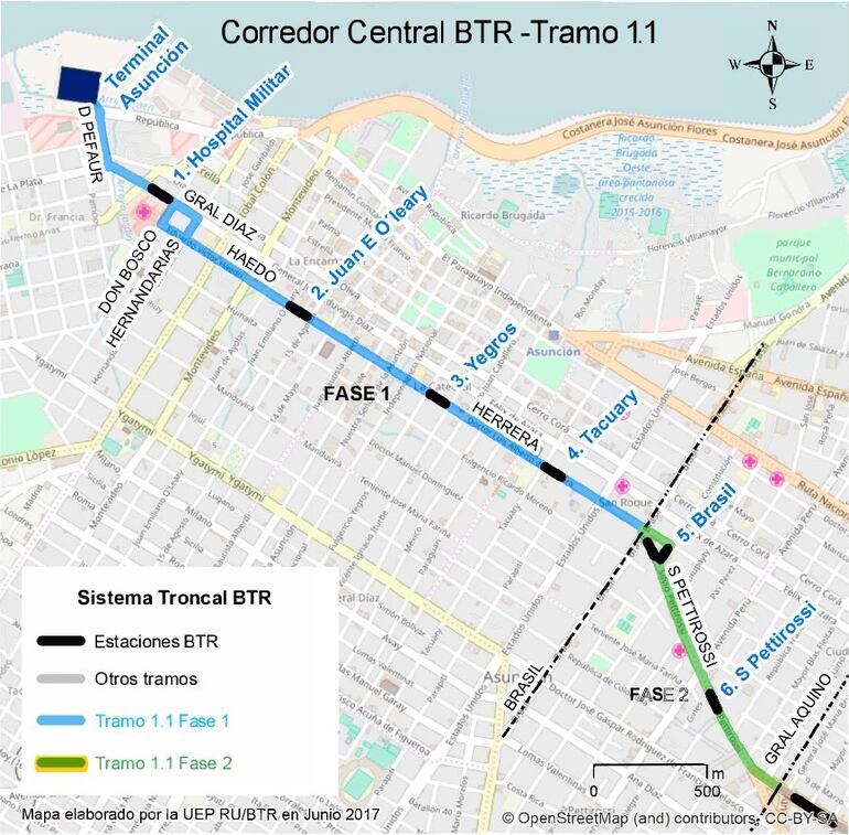 Trayecto céntrico del Metrobús publicado por el MOPC en su momento.