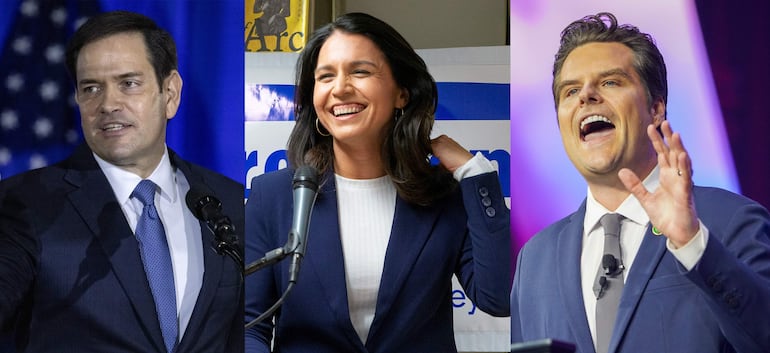 El presidente electo de EE.UU., Donald Trump, anunció este miércoles el nombramiento del senador Marco Rubio como próximo secretario de Estado, además de la excongresista Tulsi Gabbard como directora de Inteligencia Nacional y del legislador por Florida Matt Gaetz como fiscal general, investigado por un comité del Congreso.