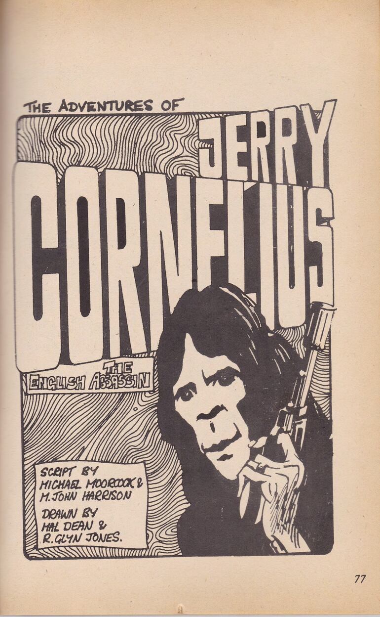 Jerry Cornelius, "el Asesino Inglés", personaje de Michael Moorcock, visto por el dibujante Mal Dean (1941 - 1974) en un cómic, circa 1970